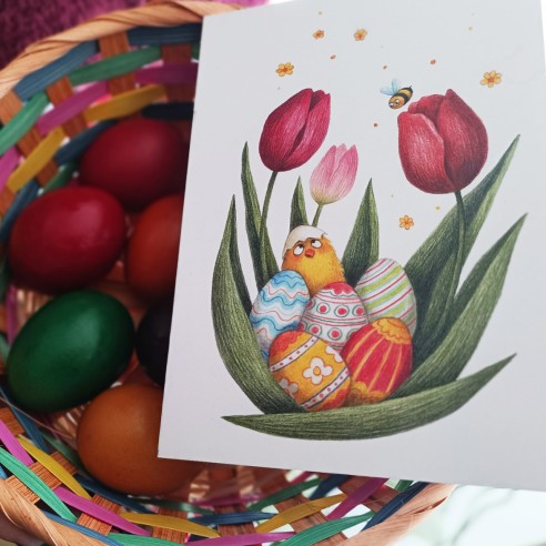 Greeting card for Easter - pencil illustration