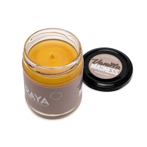 Vanilla Madness scented natural beeswax candle, jar