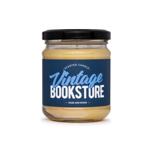 Vintage Bookstore scented natural beeswax candle, jar