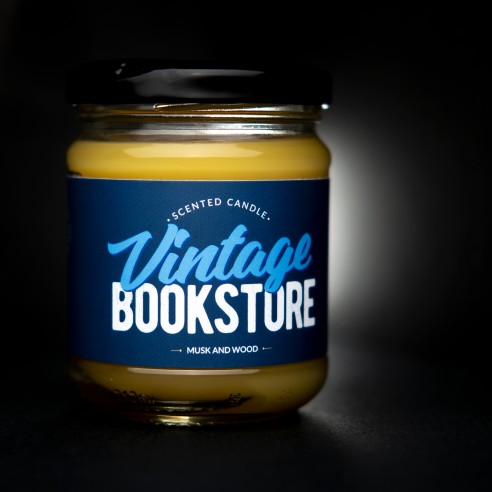 Vintage Bookstore scented natural beeswax candle, jar