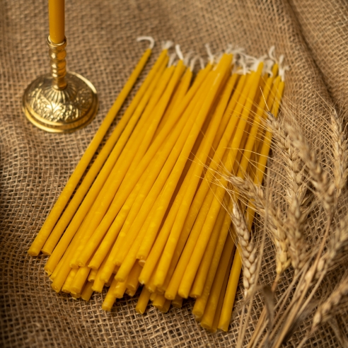 Dipped beeswax taper candles - slim, 22cm, 9"