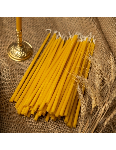 Dipped beeswax taper candles - slim, 22cm, 9"