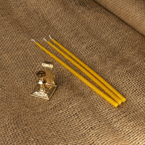 Dipped beeswax taper candles - slim, 22cm, 9"