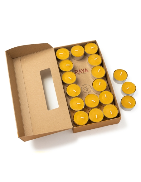 Natural Beeswax Tealight Candle - Aluminum Cup - 36pcs box