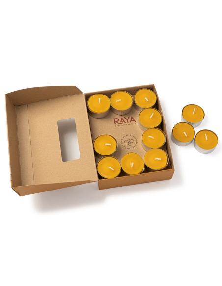 Natural Beeswax Tealight Candle - Aluminum Cups - 24pcs box