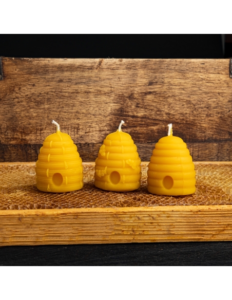 Natural Beeswax Candle - Bees Swarm, Knitted Hive