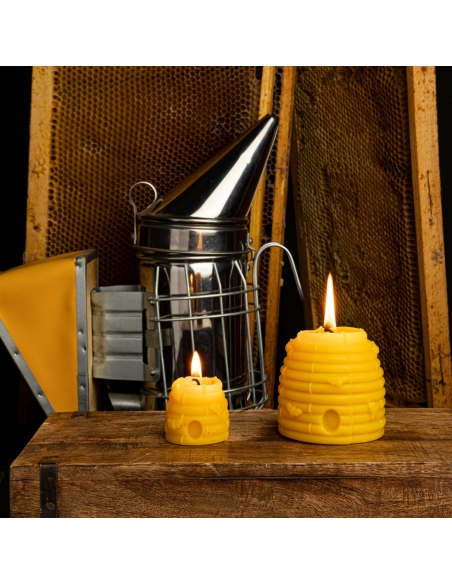 Natural Beeswax Candle - Bees Swarm, Knitted Hive