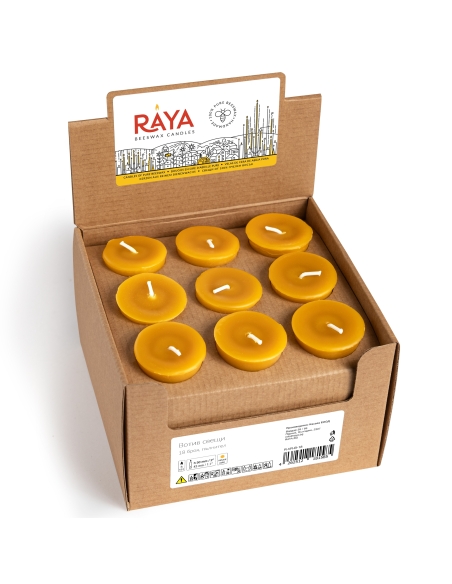 Natural Beeswax Votive Candles - refills 18 pcs box