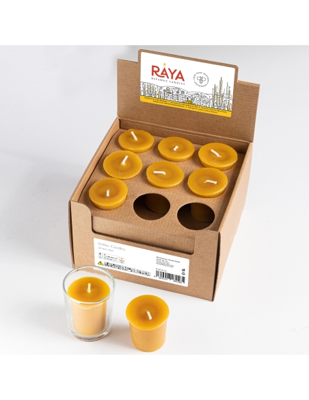 Natural Beeswax Votive Candles - refills 18 pcs box