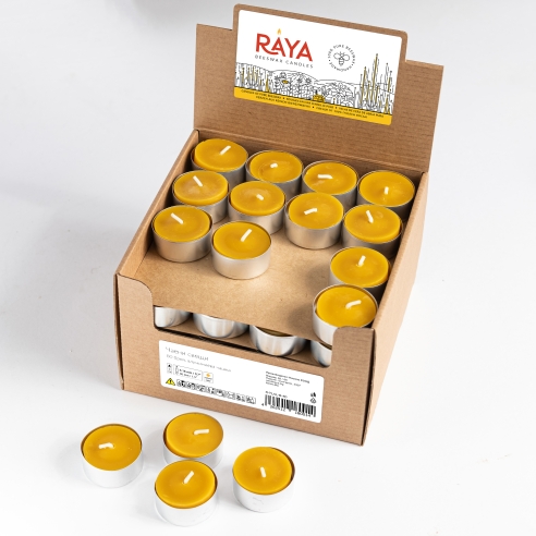 Natural Beeswax Tealight Candle - Aluminum Cups - 80pcs box