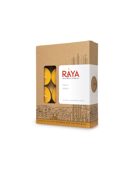 Natural Beeswax Tealight Candle - Aluminum Cups - 24pcs box