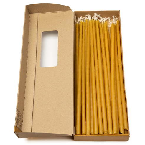 Dipped beeswax taper candles - slim, 22cm, 9"