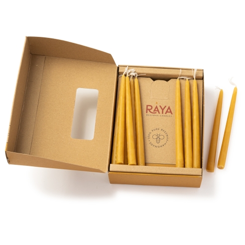 Natural Beeswax Hand-Dipped Hanukkah Candles - 13cm, 5"