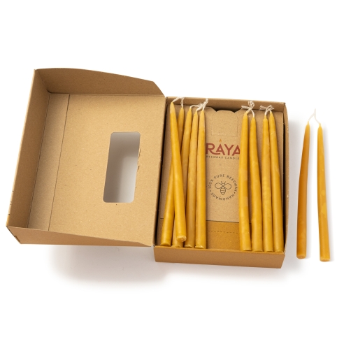 Natural Beeswax Hand-Dipped Hanukkah Candles - 15cm, 6"