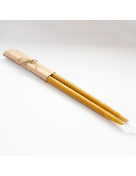 Dipped beeswax taper candles, thick - 44cm, 17"