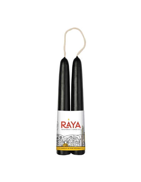 Classic taper candles of pure beeswax, black- 15 cm, 6"