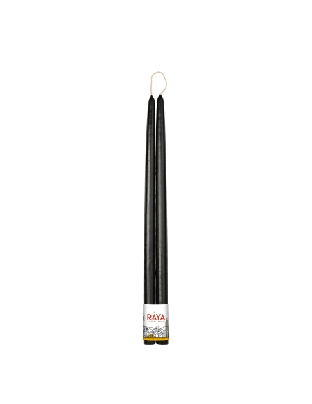 Classic taper candles of pure beeswax, black - 44 cm, 17"