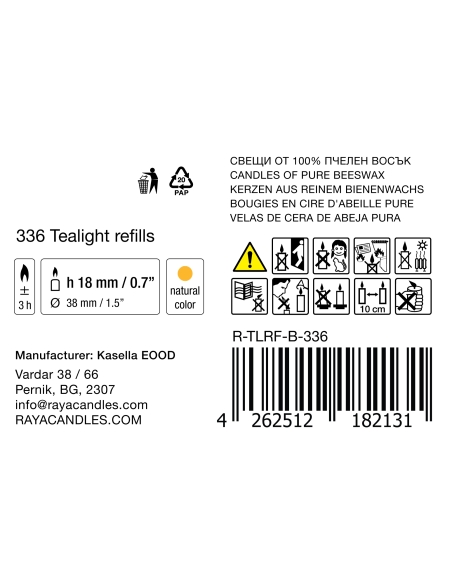 Natural Beeswax Tealight Candle - refills, 336pcs big box