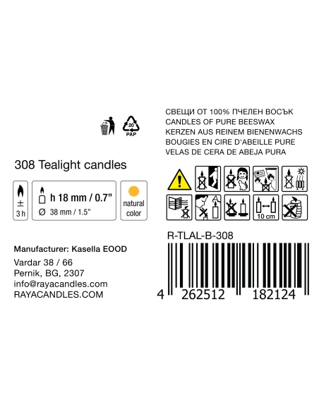 Natural Beeswax Tealight Candle - Aluminum Cups - 308pcs big box