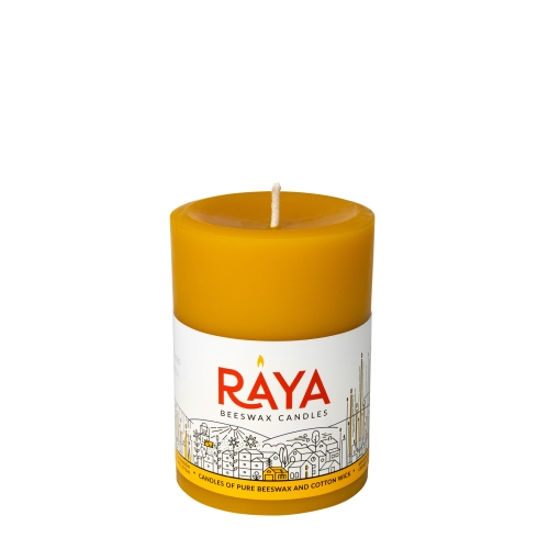 Round Pure Beeswax Pillar Candle - 4", 10 cm