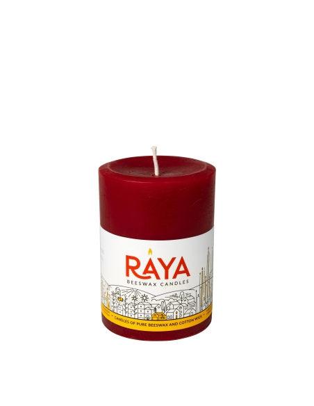 Round Pure Beeswax Pillar Candle, red - 4", 10 cm