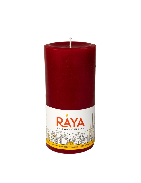 Round Pure Beeswax Pillar Candle, red - 6", 15 cm