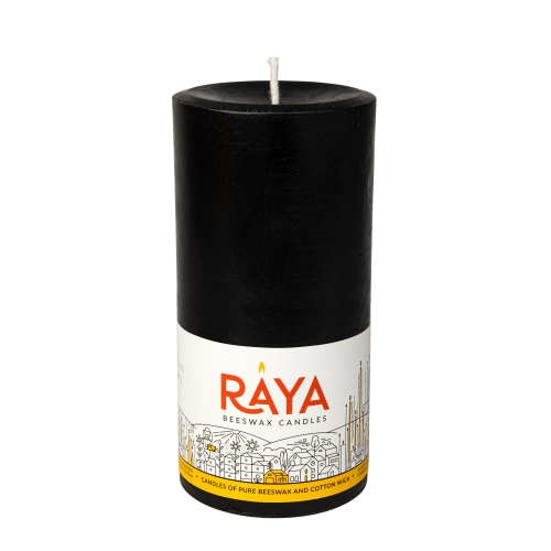 Round Pure Beeswax Pillar Candle, black - 6", 15 cm