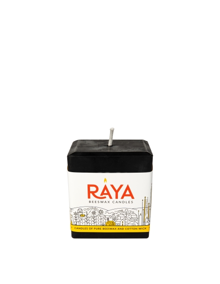 Square Pure Beeswax Pillar Candle, black - 3", 8 cm