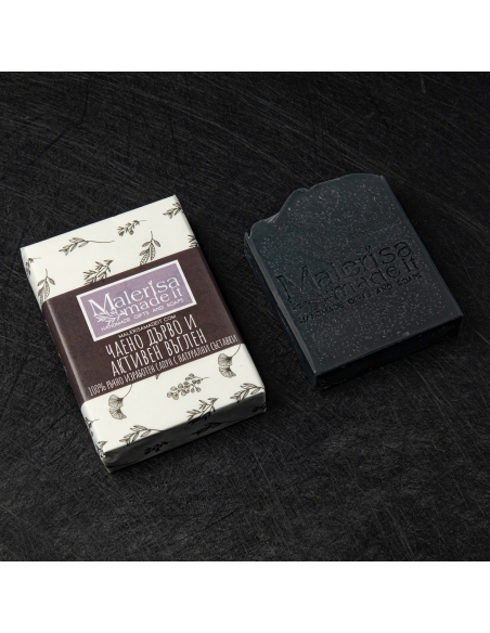 Handmade soap bar, activated charcoal and tea tree