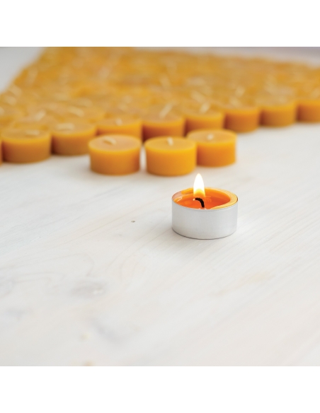 Natural Beeswax Tealight Candle - Aluminum Cups - 24pcs box
