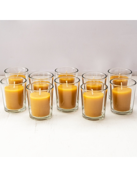 Natural Beeswax Votive Candles - refills 18 pcs box