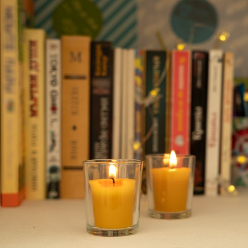 Natural Beeswax Votive Candles - refills 18 pcs box