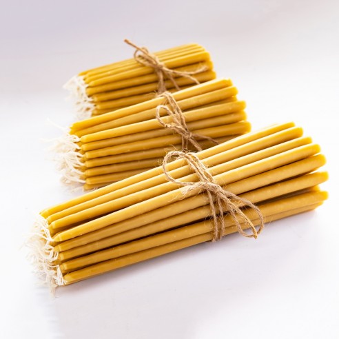 Natural Beeswax Hand-Dipped Hanukkah Candles - 13cm, 5"