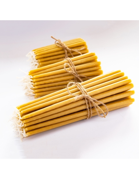 Natural Beeswax Hand-Dipped Hanukkah Candles - 13cm, 5"