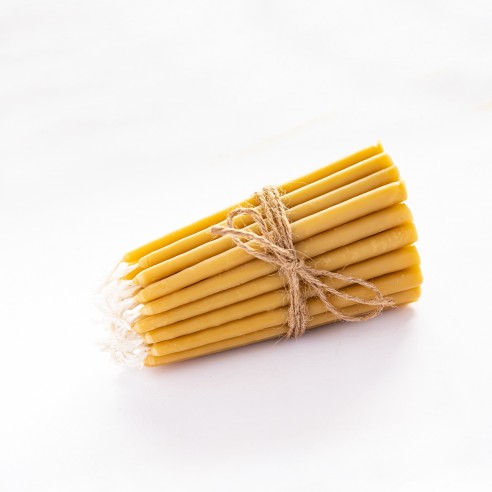 Natural Beeswax Hand-Dipped Hanukkah Candles - 13cm, 5"