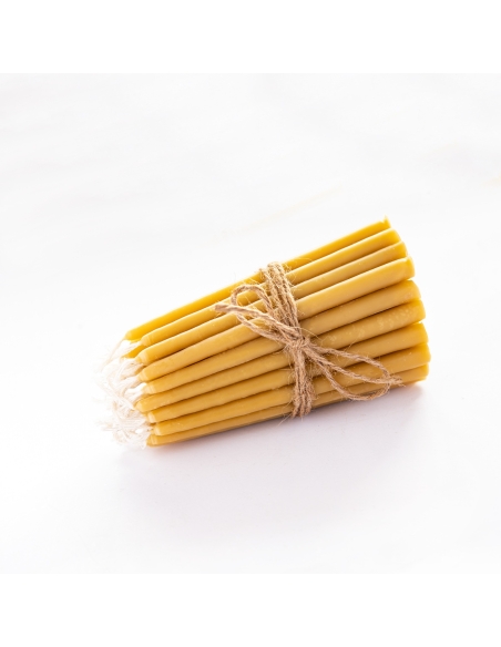 Natural Beeswax Hand-Dipped Hanukkah Candles - 15cm, 6"
