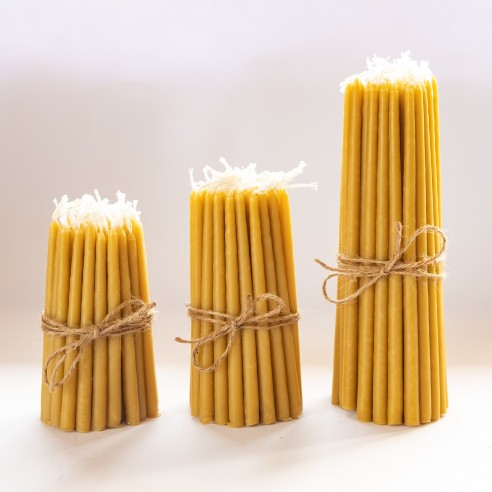 Natural Beeswax Hand-Dipped Hanukkah Candles - 15cm, 6"