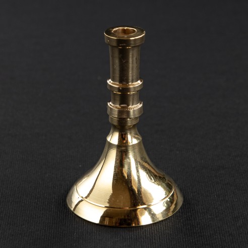Small gold color candlestick for slim tapper candles, conic, brass, short-size