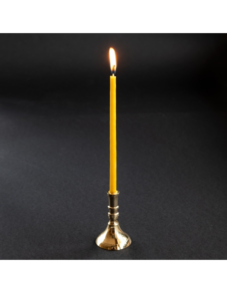 Small gold color candlestick for slim tapper candles, conic, brass, short-size